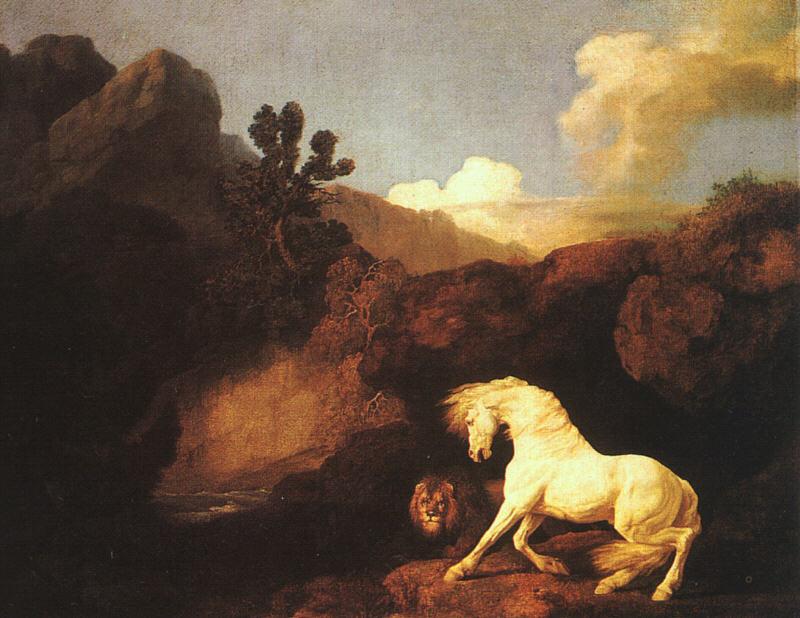 George Stubbs A Horse Frightened by a Lion oil painting image